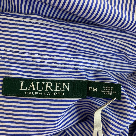 Lauren Ralph Lauren Women’s Size Petite Medium PM Striped Embellished Embroidery - Picture 6 of 9